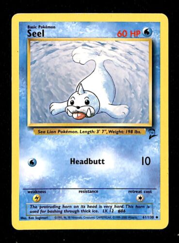 Seel Base Set 2 EX, 61/130 Pokemon Card