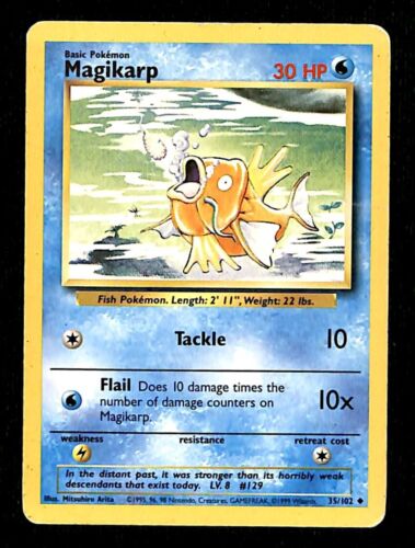 Magikarp Base Set 1999 Unlimited Print VG, 35/102 Pokemon Card.