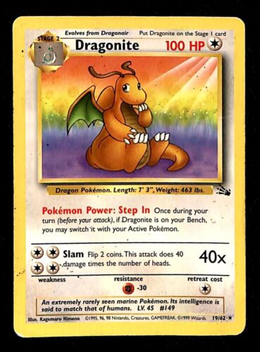 Dragonite Fossil VG, 19/62 Pokemon Card