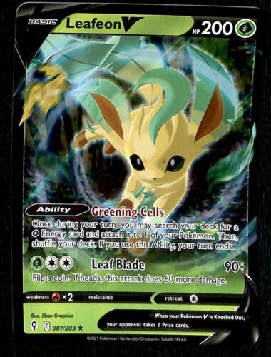 Leafeon V Ultra Rare Evolving Skies 007/203, NM Pokemon Card