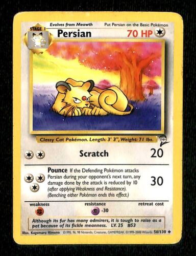 Persian Base Set 2 VG, 56/130 Pokemon Card