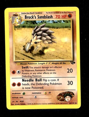 Brocks Sandslash Gym Challenge NM, 36/132 Pokemon Card