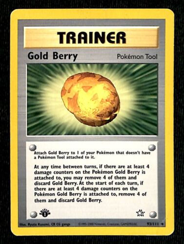 Gold Berry 1st Edition Neo Genesis VG, 93/111 Pokemon Card