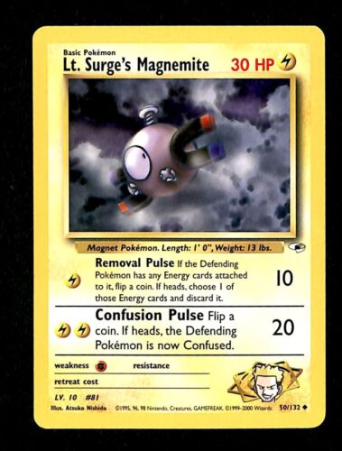 Lt Surges Magnemite Gym Heroes EX, 50/132 Pokemon Card.