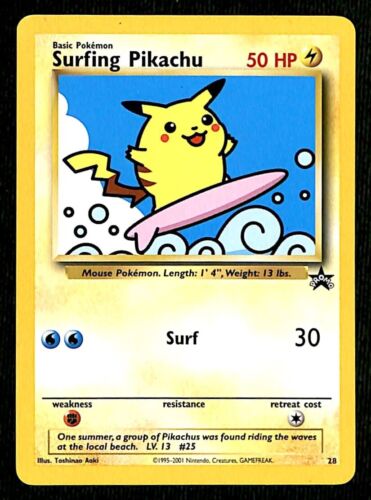 Surfing Pikachu Black Star Promo 28, NM Pokemon Card