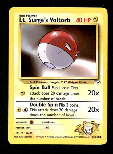 Lt Surges Voltorb Gym Heroes EX, 84/132 Pokemon Card.