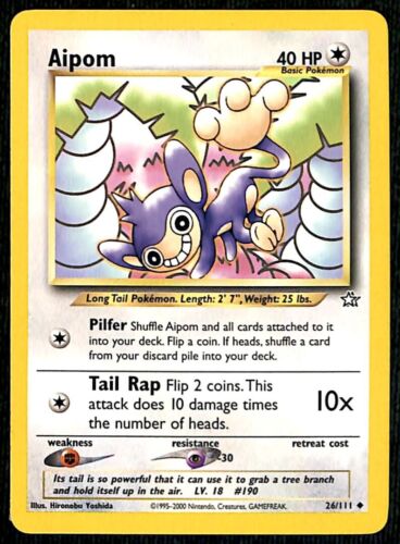 Aipom Neo Genesis NM, 26/111 Pokemon Card