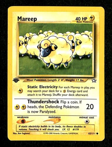 Mareep 1st Edition Neo Genesis VG, 65/111 Pokemon Card