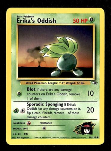 Erika’s Oddish Gym Heroes NM, 78/132 Pokemon Card.