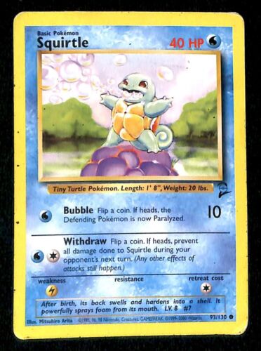 Squirtle Base Set 2 VG, 93/130 Pokemon Card