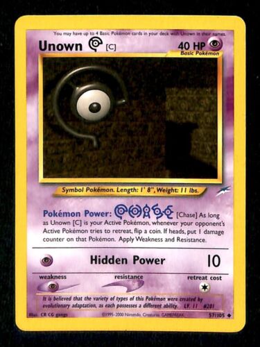 Unown C Neo Destiny NM, 57/105 Pokemon Card