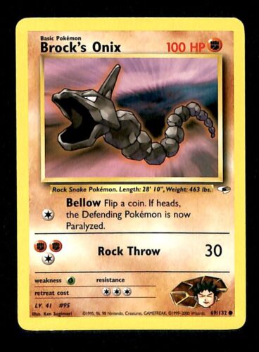 Brocks Onix Gym Heroes NM, 69/132 Pokemon Card.