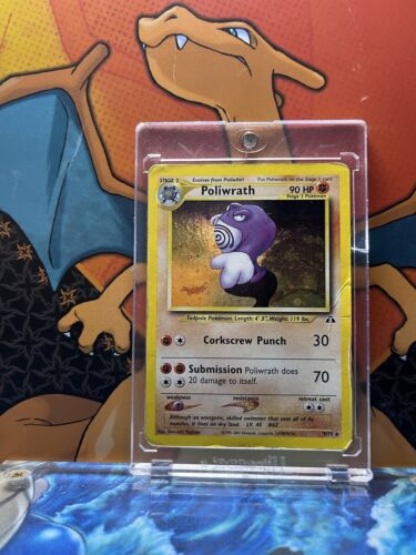 Poliwrath Holo Neo Discovery VG, 9/75 Pokemon Card.