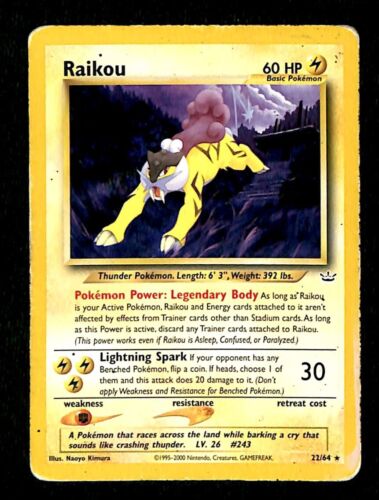 Raikou Neo Revelations VG, 22/64 Pokemon Card
