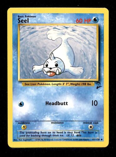 Seel Base Set 2 NM, 61/130 Pokemon Card