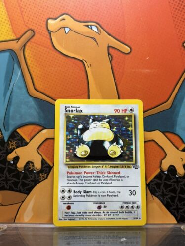 Snorlax Holo Jungle EX-NM, 11/64 Pokemon Card.