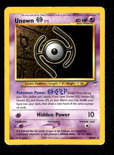 Unown H Neo Destiny VG, 28/105 Pokemon Card