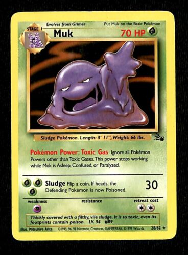Muk Fossil EX, 28/62 Pokemon Card