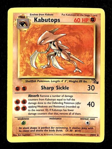 Kabutops Fossil EX, 24/62 Pokemon Card