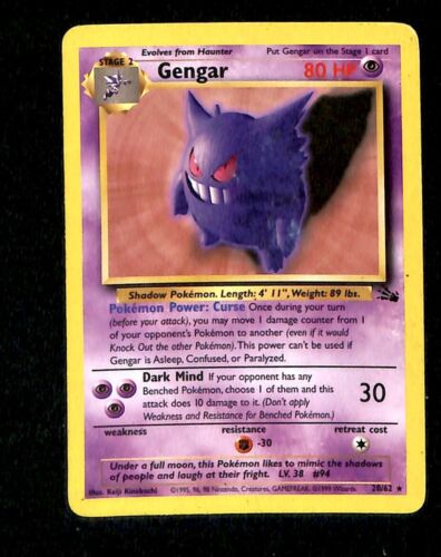 Gengar Fossil VG, 20/62 Pokemon Card