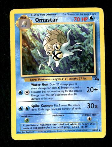 Omastar Fossil VG, 40/62 Pokemon Card
