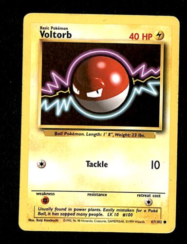 Voltorb Base Set 1999 Unlimited Print VG, 67/102 Pokemon Card.