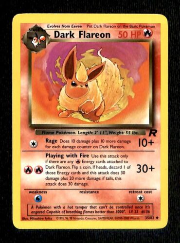 Dark Flareon Team Rocket EX, 35/82 Pokemon Card.
