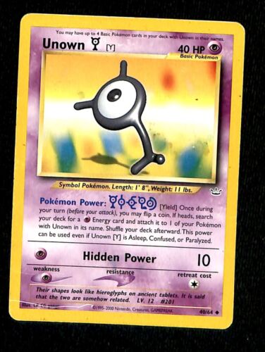 Unown Y Neo Revelations VG, 40/64 Pokemon Card