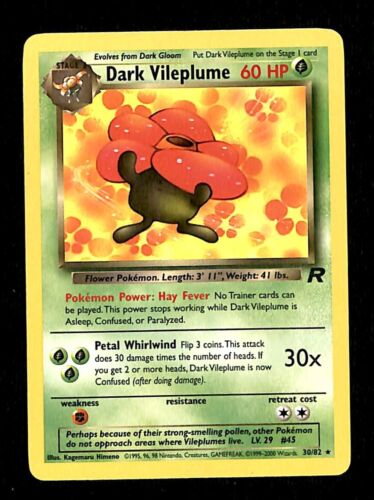 Dark Vileplume Team Rocket EX, 30/82 Pokemon Card.