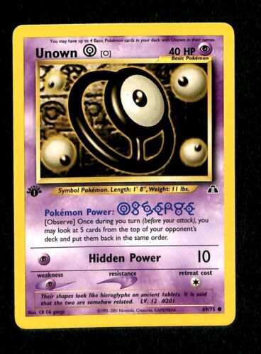 Unown O Neo Discovery 1st Edition NM, 69/75 Pokemon Card.