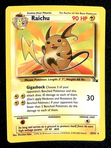 Raichu Fossil EX, 29/62 Pokemon Card