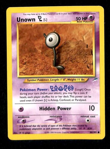 Unown L Neo Destiny EX, 86/105 Pokemon Card