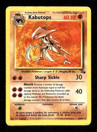Kabutops Fossil EX, 24/62 Pokemon Card
