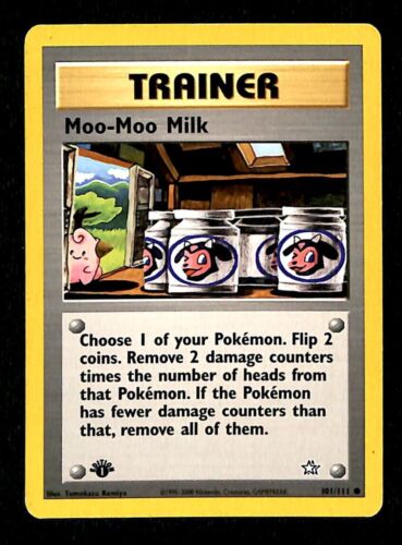 Moo-Moo Milk 1st Edition Neo Genesis VG, 101/111 Pokemon Card