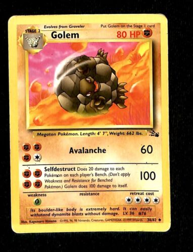 Golem Fossil VG, 36/62 Pokemon Card