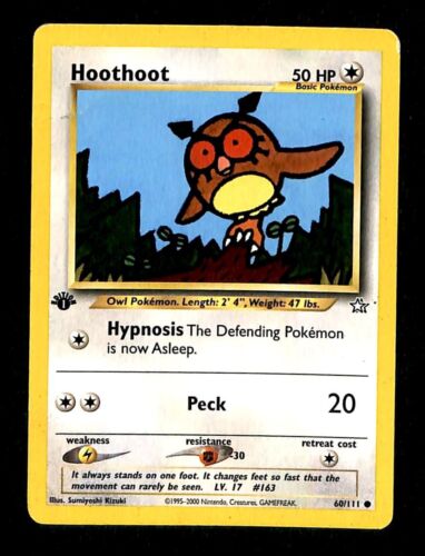 Hoothoot 1st Edition Neo Genesis VG, 60/111 Pokemon Card