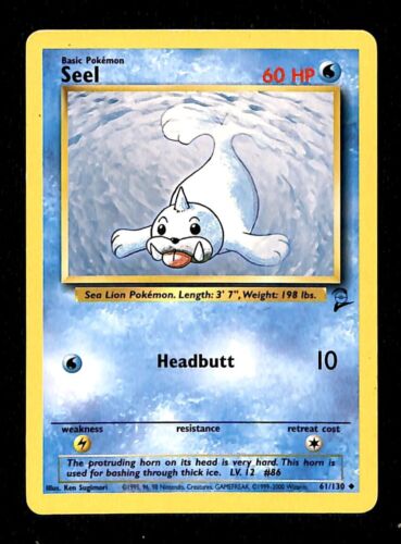 Seel Base Set 2 VG, 61/130 Pokemon Card