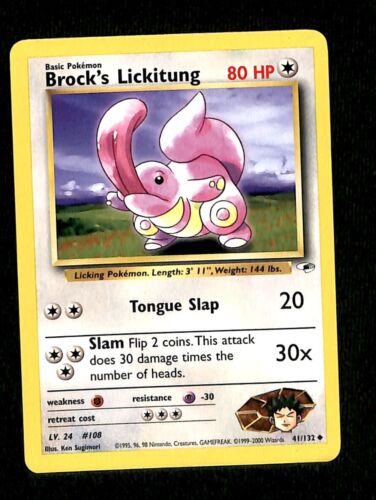 Brocks Lickitung Gym Heroes NM, 41/132 Pokemon Card.
