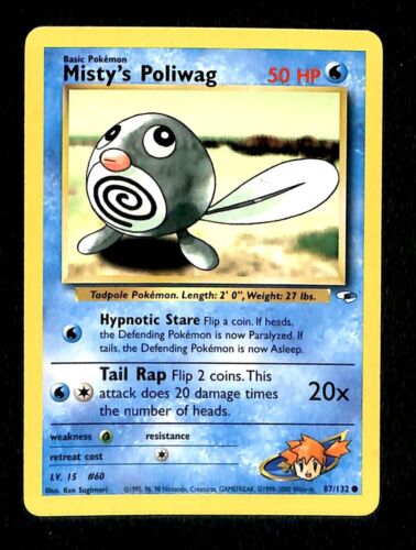Mistys Poliwag Gym Heroes NM, 87/132 Pokemon Card.