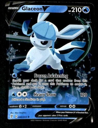 Glaceon V Ultra Rare Evolving Skies 040/203, NM Pokemon Card