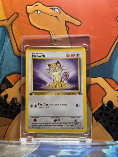 Meowth Jungle 1st Edition NM, 56/64 Pokemon Card.