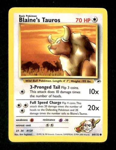 Blaines Taurus Gym Heroes EX, 64/132 Pokemon Card.
