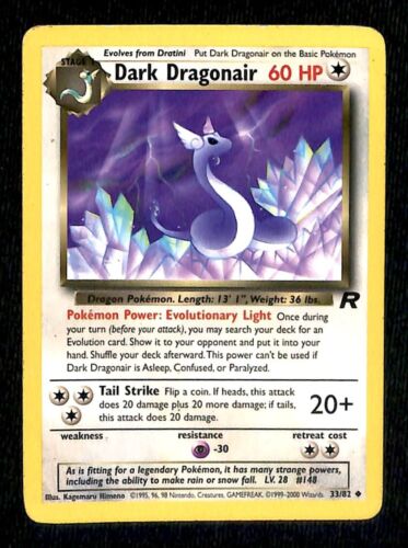 Dark Dragonair Team Rocket EX, 33/82 Pokemon Card.