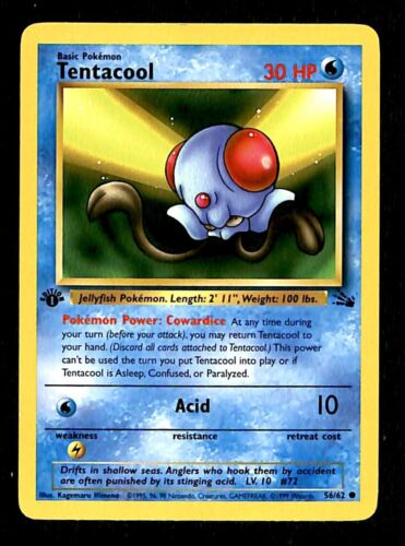Tentacool Fossil 1st Edition EX, 56/62 Pokemon Card