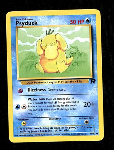 Psyduck Team Rocket NM, 65/82 Pokemon Card.