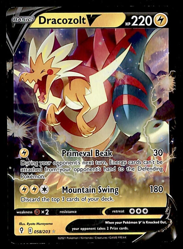 Dracozolt V Ultra Rare Evolving Skies 058/203, NM Pokemon Card