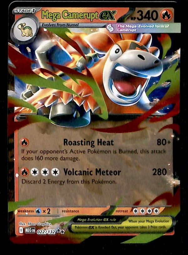Mega Camerupt ex Mega Evolution MEG 022/132, NM Pokemon Card Mega Camerupt ex Mega Evolution MEG 022/132, NM Pokemon Card