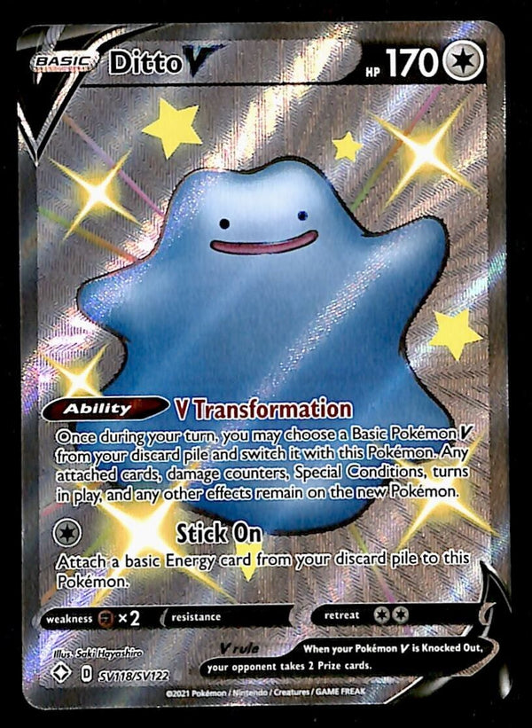 Ditto V Ultra Rare Shining Fates SV118/SV122, NM Pokemon Card