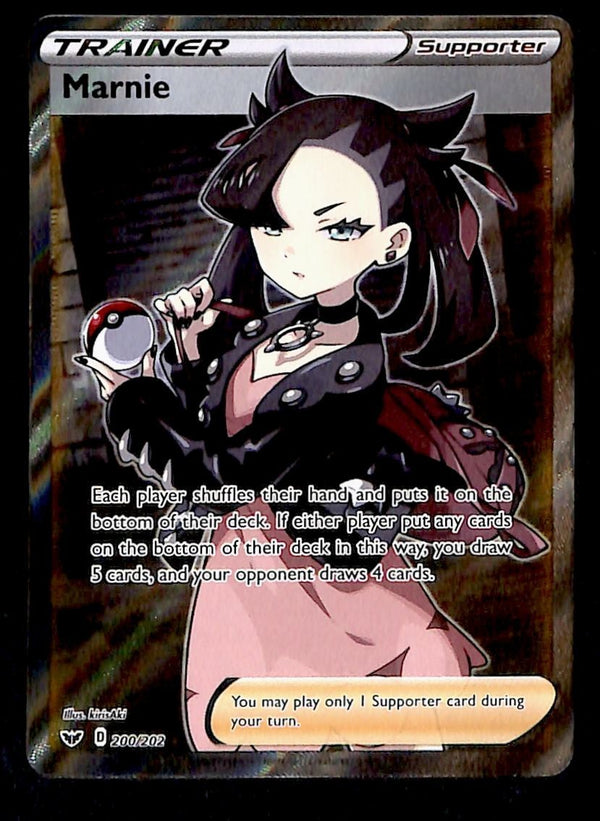 Marnie Full Art Trainer Sword & Shield 200/202, NM Pokemon Card Marnie Full Art Trainer Sword & Shield 200/202, NM Pokemon Card