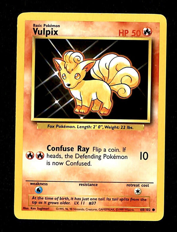 Vulpix Base Set 1999 Unlimited Print NM, 68/102 Pokemon Card.